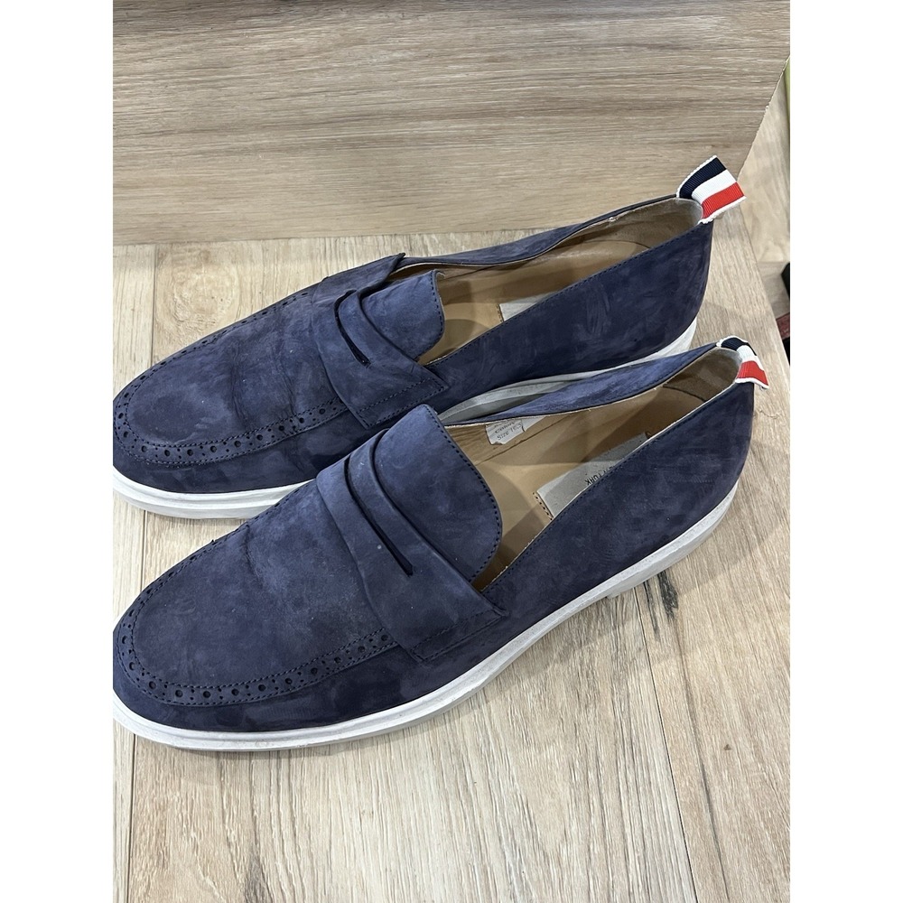 Thom Browne Navy Suede Penny Loafer Sneakers Mens US 10.5 EU 43.5 Italy - Picture 2 of 4